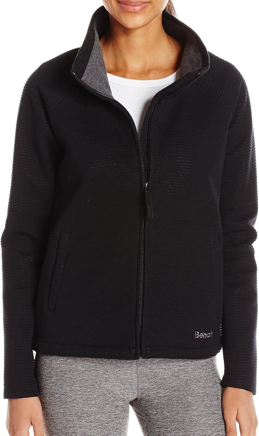 Bench Women's Bonded Knit Jacket with Funnel Neck, Black Beauty, M at