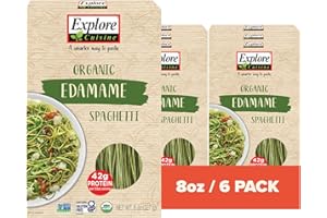Explore Cuisine Organic Edamame Spaghetti - Pack of 6 (8 oz) - Easy-to-Make Gluten Free Pasta - High in Plant Protein & Fiber - Vegan, Keto Friendly, Non- GMO, Kosher - 24 Total Servings