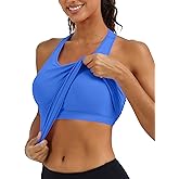 MathCat Seamless Womens Breathable Workout Tank Tops Racerback Crew Neck Sleeveless Running Athletic Shirts Lake Blue