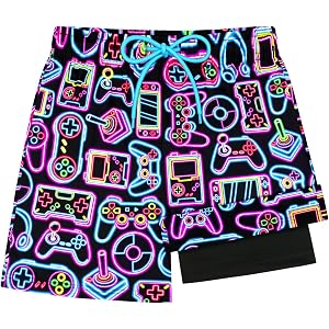 Olreco Boys Swim Trunks with Compression Liner Quick Dry Boys Bathing Suit Kids Swim Shorts Boys Board Shorts Teen Swimsuit