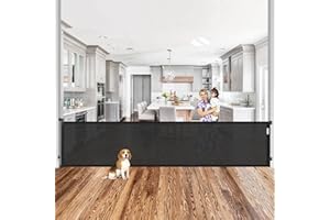 GRENFU 115 Inch Retractable Baby Gates for Extra Wide Openings Dog Gates for The House Extra Wide Baby Gate New Upgrade Long Dog Gate Indoor Outdoor Retractable Gate Dog Gates for Doorways, Stairs, Black