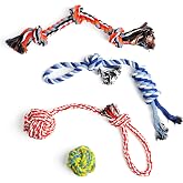 TwoEar Dog Rope Toy 4 Pack - Puppy Teething Toys for Small Breed - Indestructible Dog Chew Toys for Aggressive Chewers - Cott