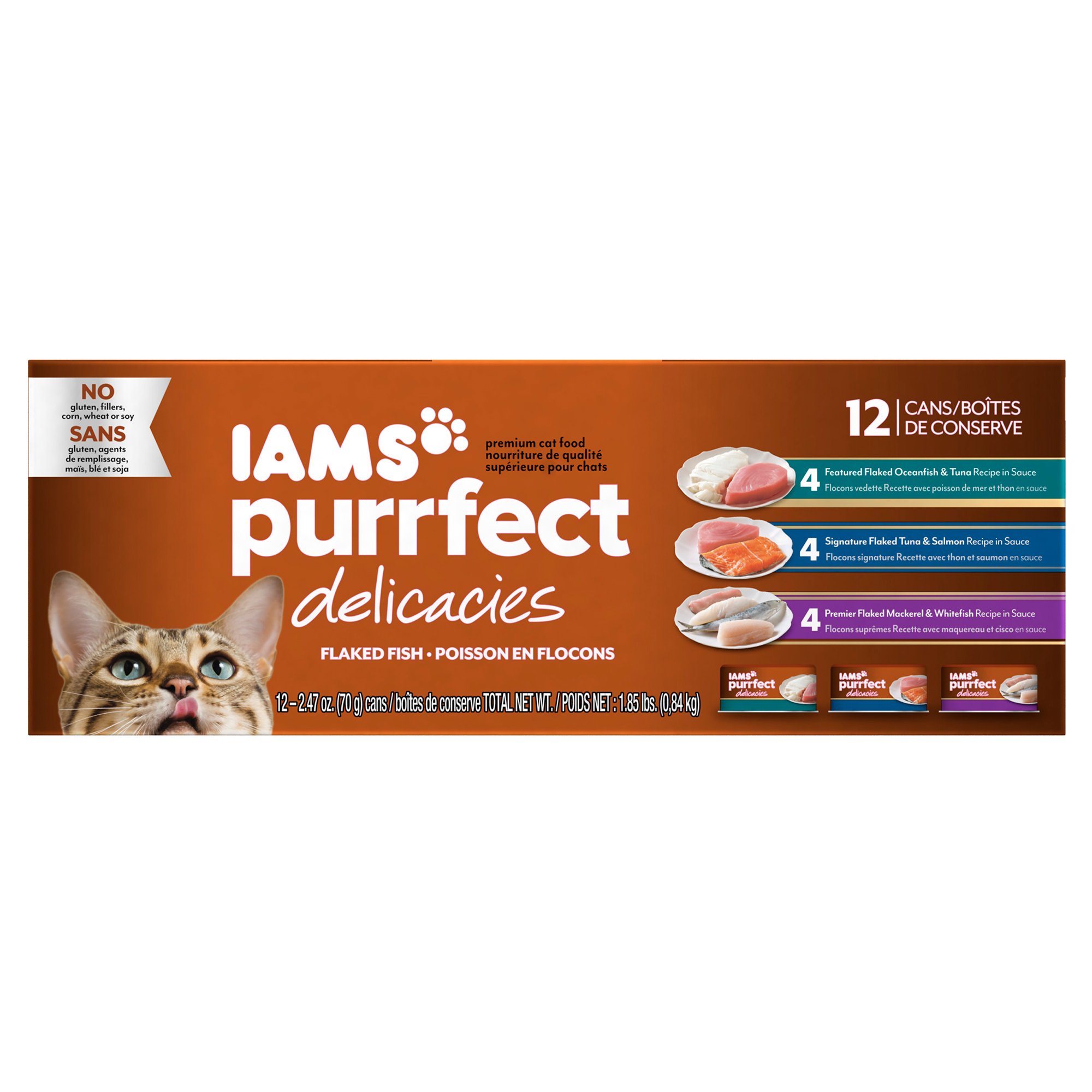 IAMS Purrfect Delicacies Flaked Adult Wet Cat Food Variety Pack 2.47 oz