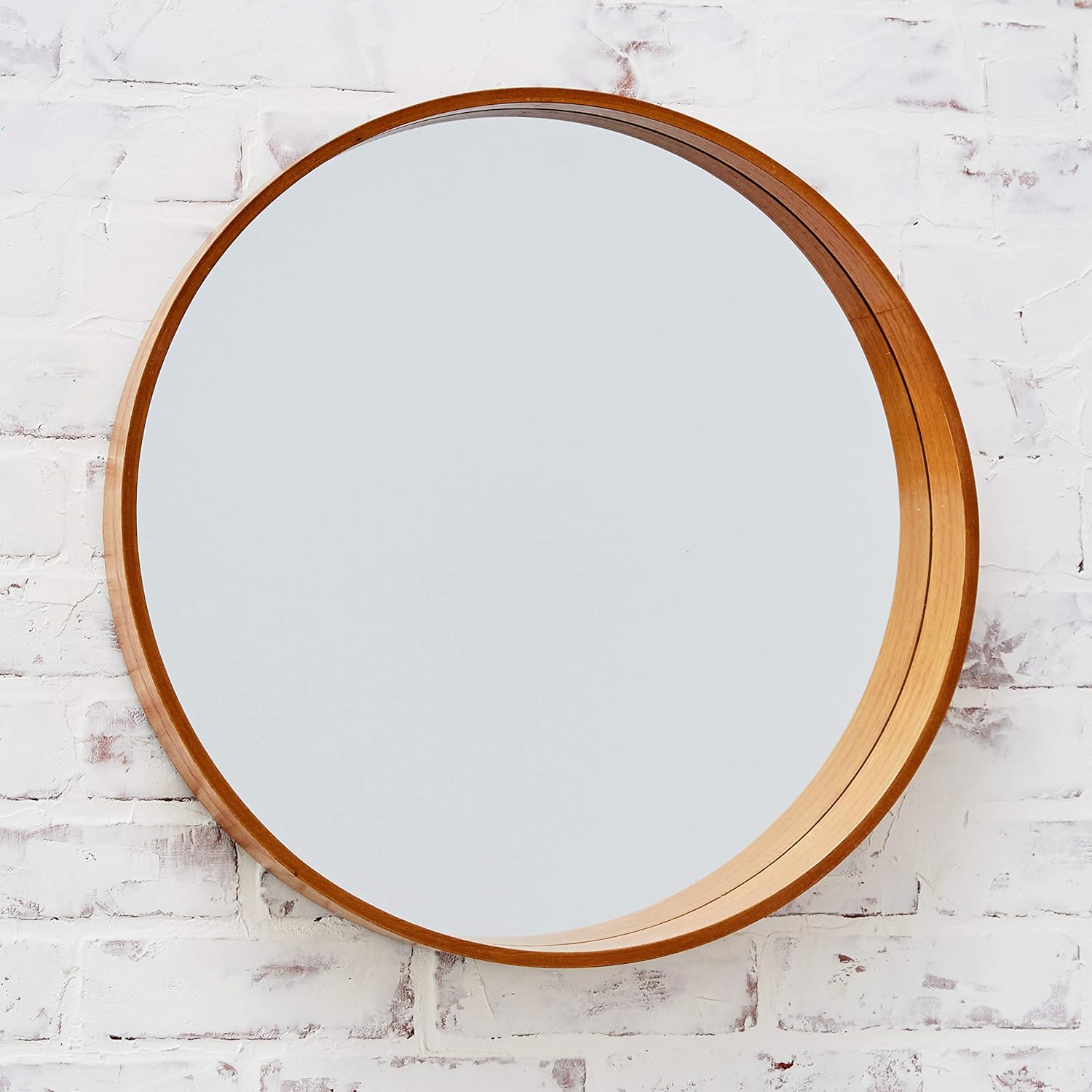 A Rated Trading Round Bamboo Mirror - 20 Inches - Vanity Bathroom Mirror - Large Circle Wall Decoration: Furniture & Decor