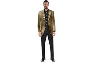 ELINA FASHION Men's Plaid Blazer 2 Button Lightweight Regular Fit Checked Plaid Suit Sport Coat Jacket Casual Daily Dress Jacket Sport Coat
