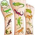 96PCS Lizard Pre-Cut Temporary Tattoos Themed Birthday Party Supplies Favors Decorations Cute Reptile Swamp Safari Animal Stickers Funny for Kids Girls Boys Teens School Classroom Rewards Gifts Ideal