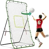 Upgraded Volleyball Rebounder Net 7x4 FT with Unique Curved Steel Frame, 7 Angles Adjustable Volleyball Practice Net Training Equipment, Foldable Bounce Back Net Also for Lacrosse, Baseball, Soccer