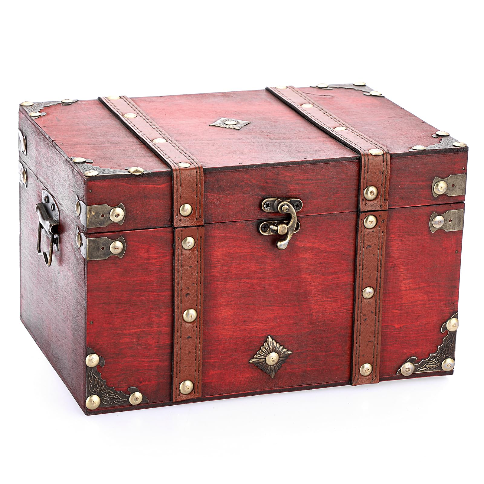 Photo 1 of ELLDOO Vintage Treasure Chest, Pirate Keepsakes Box for Gifts, Wooden Storage Box Decorative for Jewelry Pearl Trinkets Tarot Cards, Large