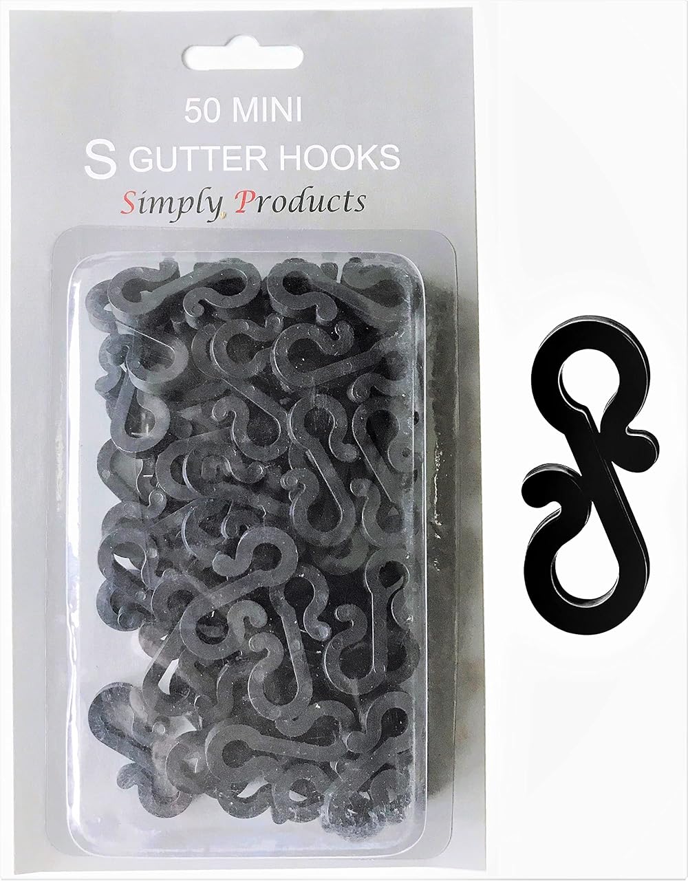 Simply Products Christmas S Gutter Hooks Weatherproof Clips Pack of 50 Black