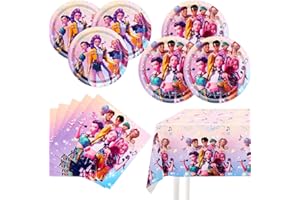 JTZHJIA Demon Hunters Birthday Decorations, 20 Plates, 20 Napkins and 1 Tablecover for Boys Girls Kpop Party Supplies