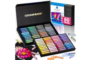 COLOUR BLOCK Soft Pastels for Artists - 80 Colors Square Chalk Soft Pastels Art Set in CARBON Box - Vibrant Pigments Art Kit for Painting, Drawing, Sketching, Hobbyists, Students and Kids