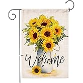 Hexagram Spring Welcome Garden Flag 12x18 Inch, Mailbox Decor, Seasonal Outdoor Linen Double Sided Spring Summer Sunflower Flags for Yard Outside Holiday Farmhouse Decorations
