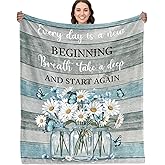 Get Well Gifts for Women, Get Well Blankets for Women on Bed Sofa, Inspirational Daisy Soft Flannel Throw Blanket for Mom Sister Friends 60"x50"