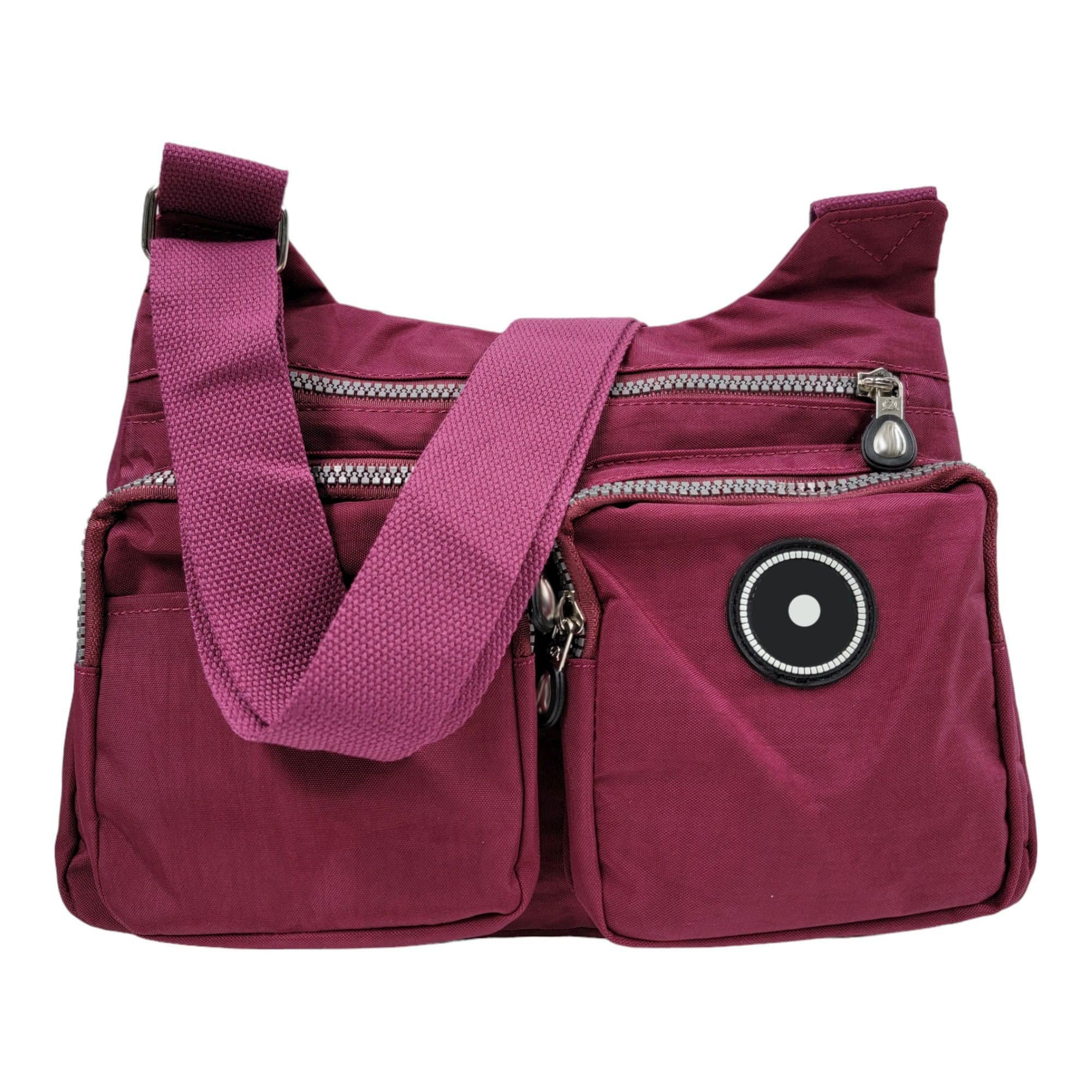 GFM® Womens Nylon Waterproof Cross Body Shoulder Bag S1-Rose Red - (EXC)(NCB-3121-GHFSH)
