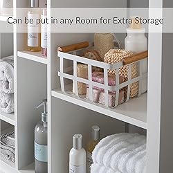 Simplify Square Metal Storage Basket with Bamboo