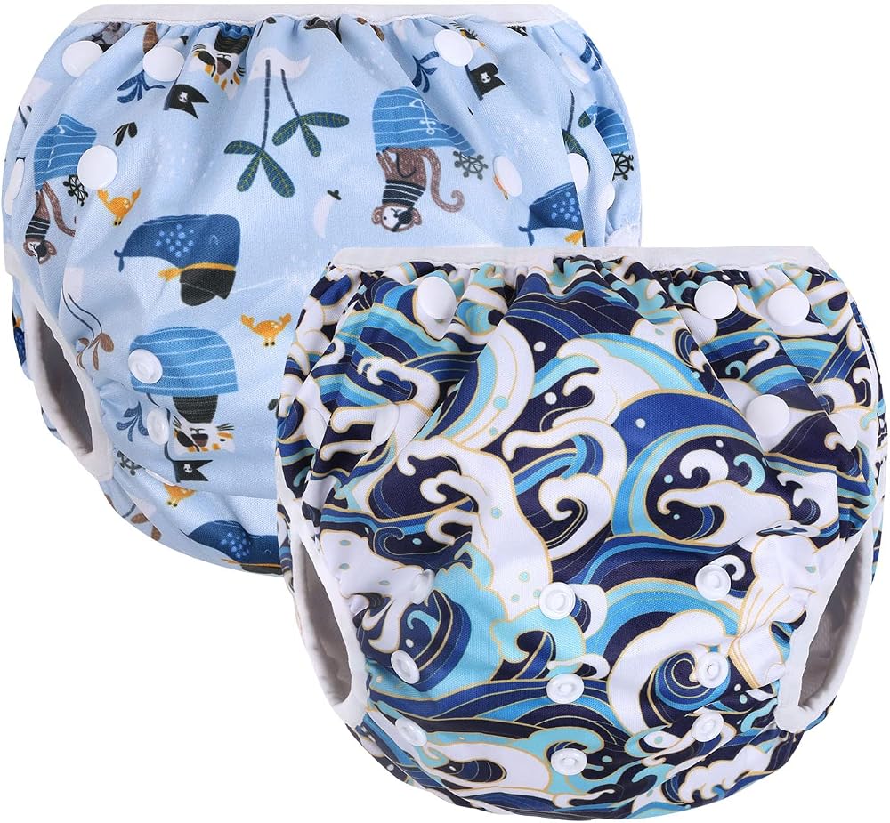 Vicloon Reusable Swimming Nappy 2 Pack Adjustable Washable Baby Bath Nappy
