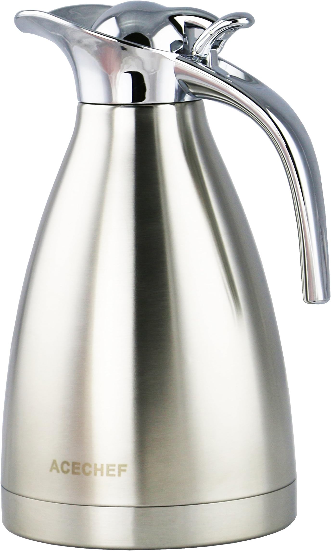 AceChef 50 Oz Stainless Steel Double Wall Vacuum Insulated Thermal Carafes With Press Button Coffee Flask Carafes,Tea Pot with lid,Carafe Insulated Pot Vacuum Jug 1.5 Liter(Silver)