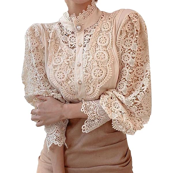 Womens Vintage Lace Patchwork Victorian Renaissance Button