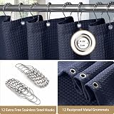 Shower Curtain Navy Blue 182 x 198cm with Metal Hooks view 4
