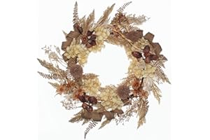 BINFEN 18" Fall Wreaths for Front Door - Boho Front Door Wreath Outside Door Reef - Faux Dried Hydrangea Flowers Pampas Farmhouse Thanksgiving Harvest Decor