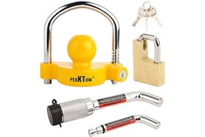 PEAKTOW PTS0003 Deluxe Keyed Alike Trailer Towing Lock Set Includes One Coupler Lock One Dual Bent Pins Trailer Receiver Lock
