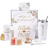 DHQH Bridesmaid Proposal Gift Bridesmaids Gifts Box from Brides Bachelorette Party Gift Wedding Gifts for Bridesmaids,20oz Bridesmaid Tumbler With Lid and Straws