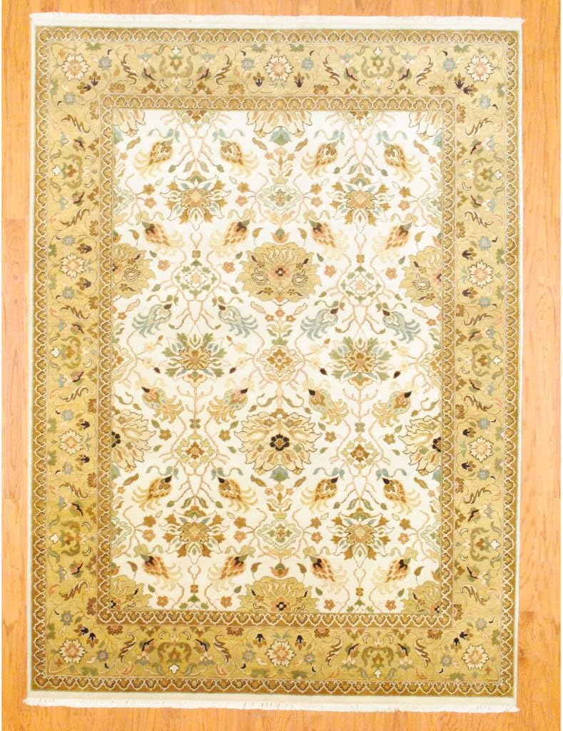 Herat Oriental 6'8 x 9'2 Indo Hand-knotted Mahal Ivory Wool Rug