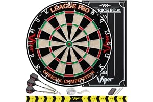 Viper League Pro Regulation Bristle Steel Tip Dartboard Starter Set with Staple-Free Bullseye, Radial Spider Wire, High-Grade