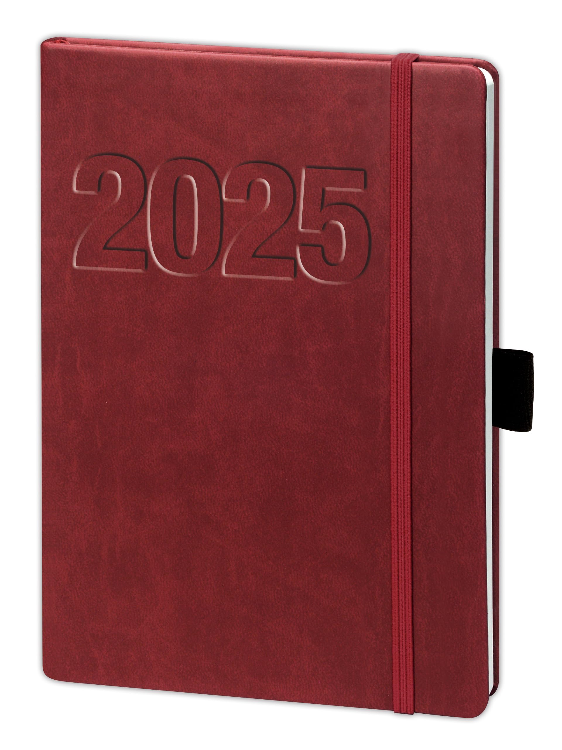 bsb 02-0147 Appointment Calendar, Weekly Planner, Pocket Calendar, Book Calendar, Size: Approx. A5, Bordeaux, Soft Faux Leather, with Elastic Band, 1 Week 2 Pages, BSB V-Book