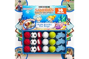 ZENSEME Bath Bombs for Boys with Toys Inside W/Flash Cards - Sports Bath Bombs for Kids - Gift Set of 18 Scented Organic Handmade - 2.5 oz with Natural Essential Oils - 18 Pack