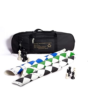 Paramount Dealz Fide Standards Professional Vinyl Chess Set with 2 Extra Queens/Chess Bag (Combo of 3 -Green, Blue and Black, 20x 20)