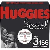 Hypoallergenic Baby Diapers Size 3, 156 Ct, Huggies Special Delivery, Softest Diaper, Safe for Sensitive Skin