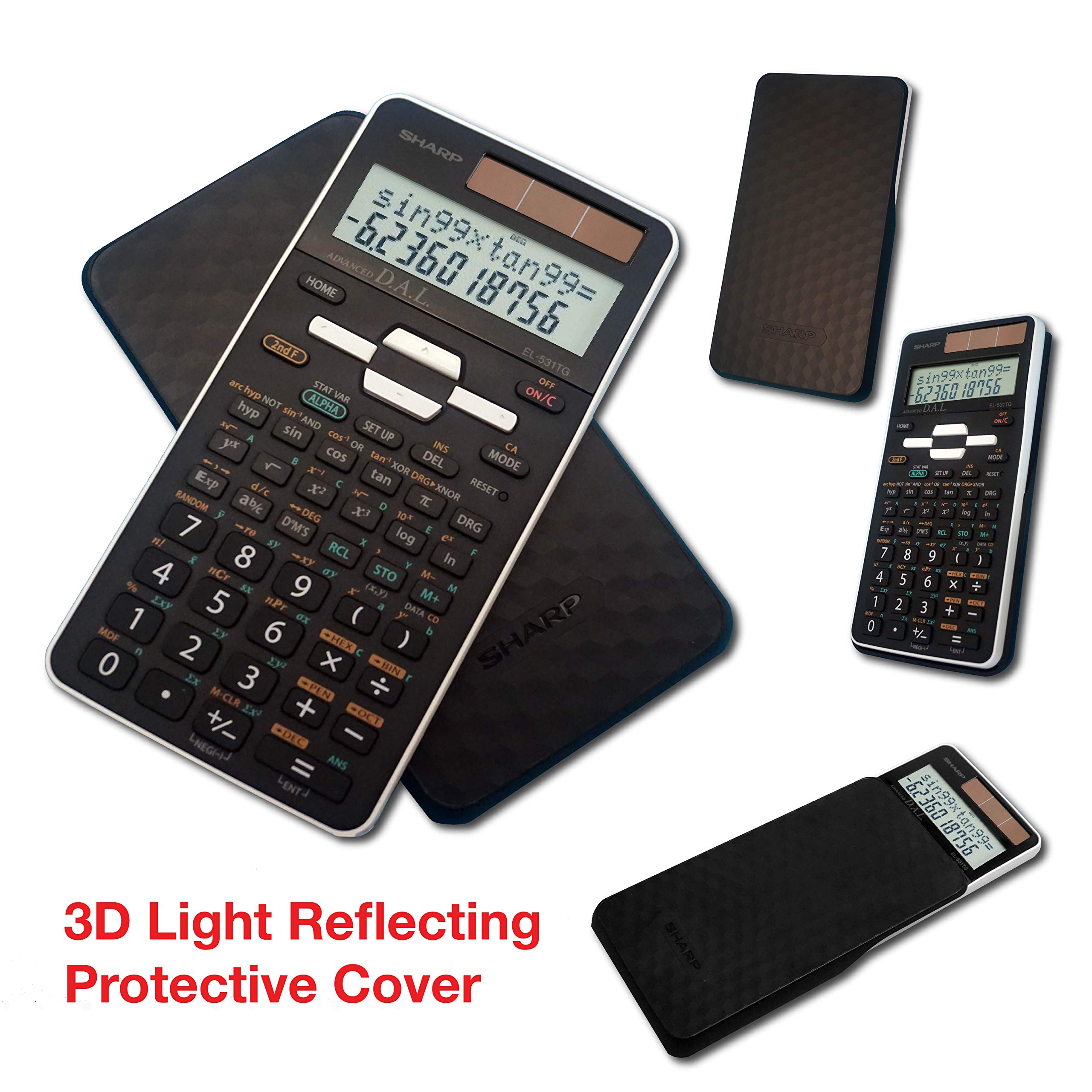 Sharp EL-531TGBBW 12-Digit Scientific/Engineering Calculator with Protective Hard Cover, LCD Display, Great for Students and Professionals, Black