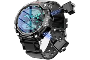 ATECLOUDS 1.52-inch Full Touch HD Screen Metal Body, smartwatch with Earbuds,TWS Sports Earbuds Smart Watch Two-in-one, Support Custom Dial, Local Music Storage, Health Monitoring, Message Notification