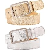 RMMVJJ Women Bling Belts Shiny Gold Silver Leather Belt Club Party Jeans Pants Dresses Belts