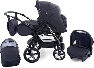 Kinderwagen Babywagen Kombikinderwagen Zeo Mio 3in1 Komplettset mit Zubehör 0-3 Jahre 0-15 kg Insektenschutz Einkaufstasche Regenschutz Liegewanne Buggy Autositz (M2)