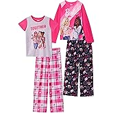 Barbie Girls Pajama Pants and Sleep Shirt Sets for Kids 4 Piece Sleepwear Set for Girls