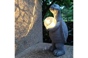 VIVICOMFY Solar Turtle Statue Garden Decor -Turtle Lover Gifts, with Gazing Solar LED Lights Ball Turtle Decoration for Garden Yard Patio Lawn Balcony - Gifts for Mom Grandma