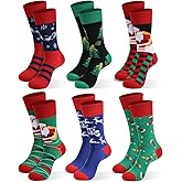 Moonlight Manor Christmas Socks For Men, 6 Pack Mens Christmas Socks, Xmas Crew Socks US Size 6-13
