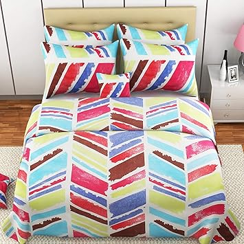 Mafatlal Mayfair Series, Pure Cotton Soft Finish Easy to Wash 144 TC Premium Bedsheets for Double Bed with 2 Pillow Covers, King Size Bedding Set Combo (Green Aurora)