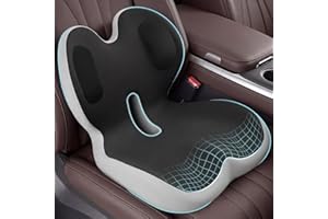 Memory Foam Seat Cushion with Lower Lumbar Support - 3-Inch Car Booster for Shorter Drivers & Ergonomic Orthopedic Cushion Ba