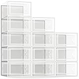 SEE SPRING 12 Pack Shoe Storage Box, Clear Plastic