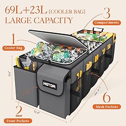 HOTOR Trunk Organizer, Sturdy Foldable with Cooler