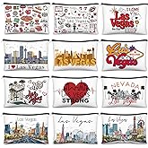 Reginary 12 Pcs City Souvenir Gifts Texas State Gifts Chicago City Souvenirs California Makeup Bag Paris San Francisco Alaska Zippered Cosmetic Bag for Women Traveler Souvenirs(Las Vegas)