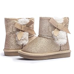 KRABOR Toddlers/Little Girls Boots,Glitter Warm