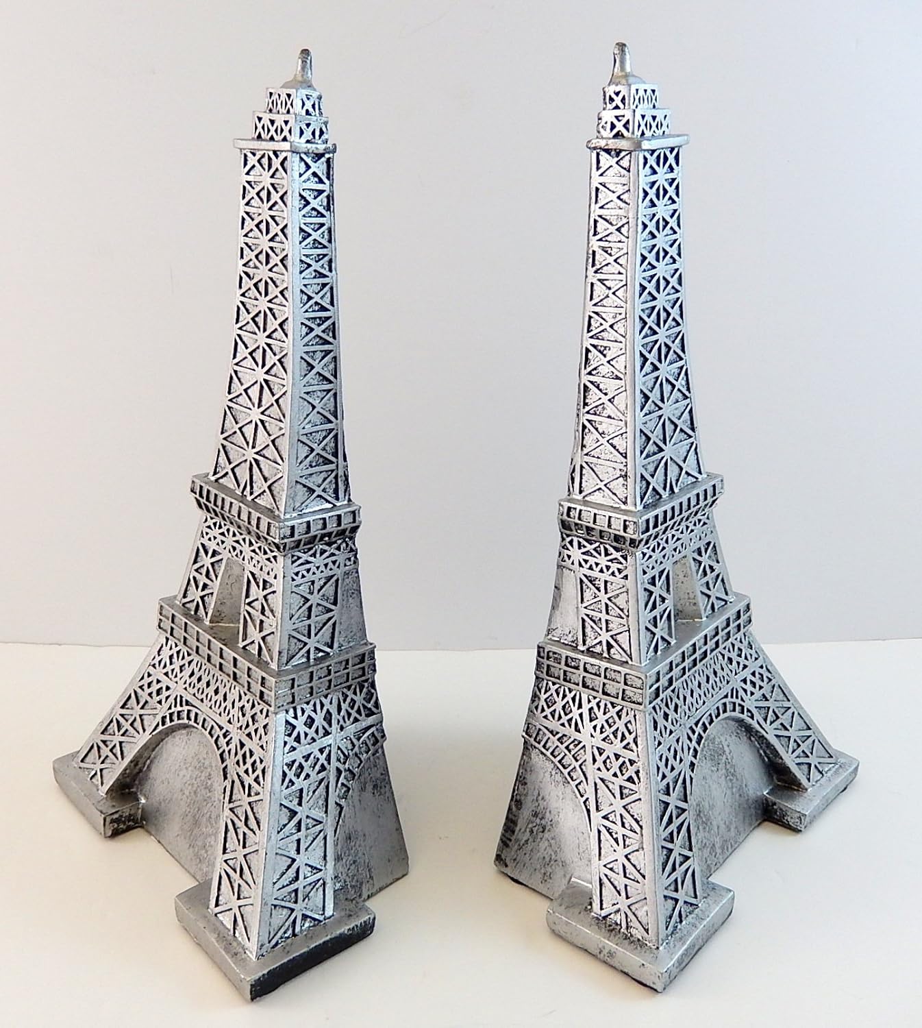 Antiqued Silver Eiffel Tower Paris Statue Bookends Home & Kitchen
