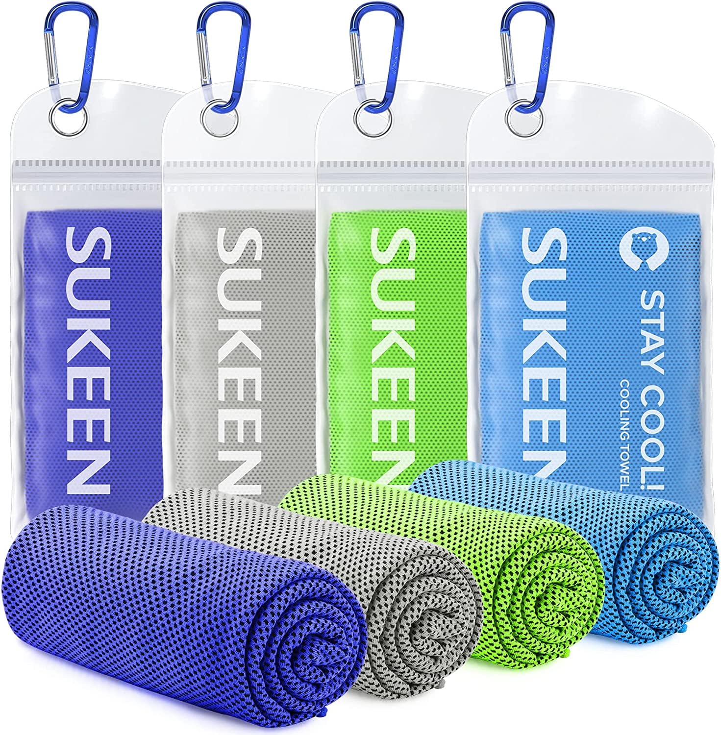 Sukeen Cooling Towel 4 pack, Coolings Towels for Neck Cool Towel for Instant Cooling Relief, Cold Towels for Hot Weather Cooling Scarf for Neck for Running Golf Hiking & Outdoors sports — image 1