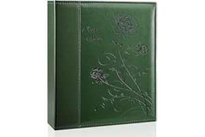 Miaikoe Photo Album 8x10 Clear Pages Pockets Leathe Cover Slip Slide in Photo Album Holds 50 Vertical 8x10 Photos Picture Book for Wedding Family (Dark Green)