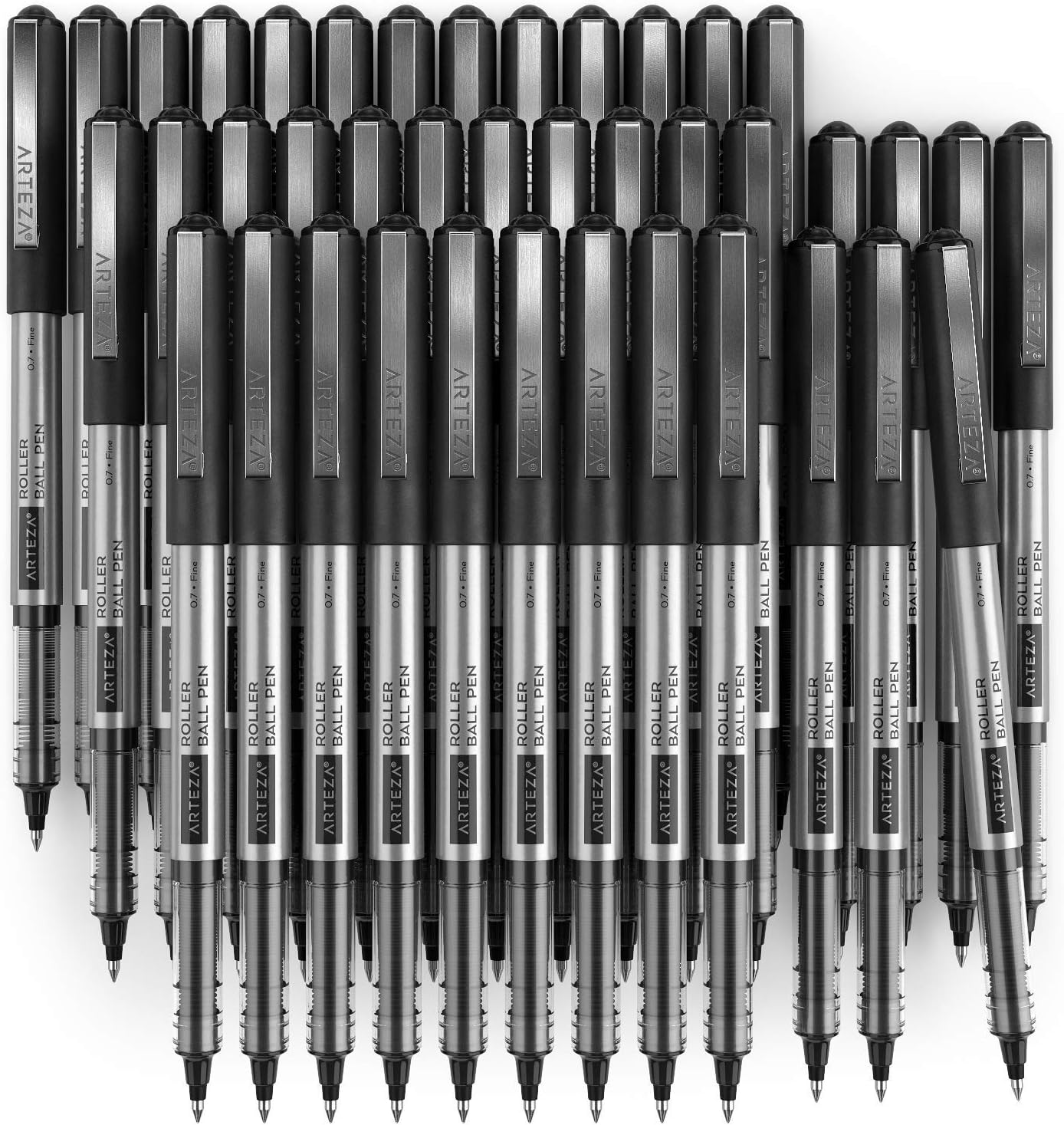 Arteza Rollerball Pens, Pack of 40, 0.7mm Black Liquid Ink Pens for Bullet Journaling, Fine Point Rollerball for Writing, Taking Notes & Sketching: Office Products