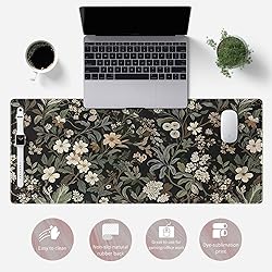 Floral Desk Pad Leaves Vintage Aesthetic Desk Mouse
